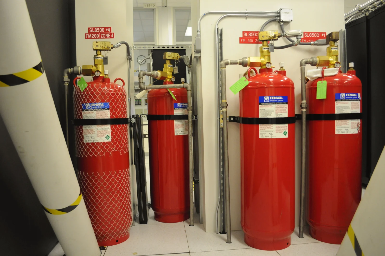 Fire suppression equipment in a plant room
